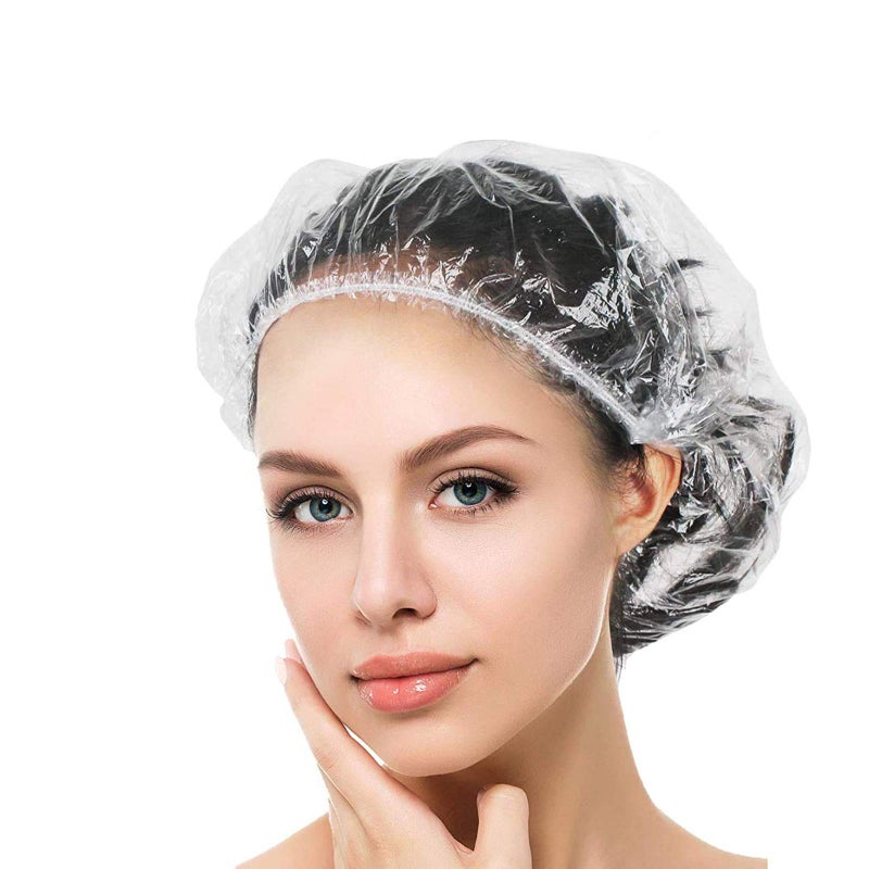 Years calm 50PS Disposable Shower Caps, Plastic Clear Shower Caps, lengthening and thickening Hair Caps for Hair dyeing assistance, Hotel and Hair Salon, Home Use, Portable Travel (Size 20.5"/52cmï¼‰ - Image 1